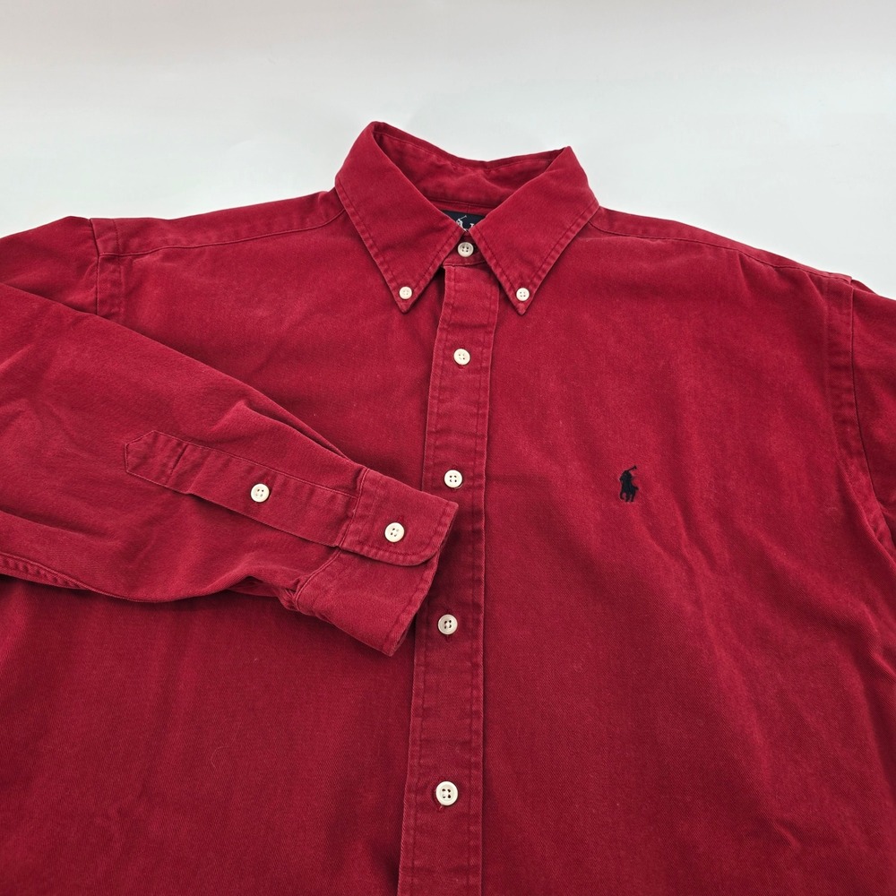 Polo Ralph Lauren Blake Button Down Shirt Mens Cotton Twill Red Medium